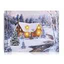 NIKKY HOME Christmas Canvas Wall Art 16" x 12" - Lighted Up Snowy Scene Print LED Xmas Wall Art Prints for Holiday Decor