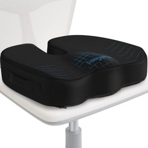 TushGuard Seat Cushion for Office Chair Memory Foam Non-Slip Desk Seat Cushion Back, Coccyx, Sciatica, Tailbone Pain Relief Butt Pillow for Office Chair, Car, Wheelchair, Black (Large)