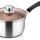 LIANYU 3QT Saucepan with Lid, Stainless Steel Sauce Pan Cooking Pot, 3 Quart Kitchen Cookware with Long Heatproof Handle, Dishwasher Safe