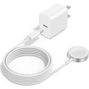 Upgraded Apple Watch Charger, Magnetic iWatch Fast Charger to USB C Cable 6ft with USB C Charger Block for iWatch Series Ultra/9/8/7/6/SE/SE2/5/4/3 (White)