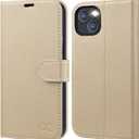 OCASE Compatible with iPhone 13 Wallet Case, PU Leather Flip Folio Case with Card Holders RFID Blocking Kickstand [Shockproof TPU Inner Shell] Phone Cover 6.1 Inch 2021 (Litchi Apricot)