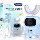 Bendi Kids U-Shaped Electric Toothbrush Ages 2-7  360 Mouthguard Design with Memory, 5 Brushing Modes & Multiple Heads Soft Silicone Auto Toothbrush for Toddlers & Children  Travel-Friendly (Blue)