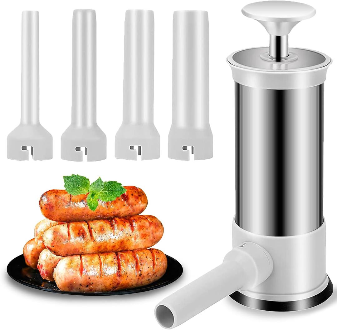 Sausage Stuffer Manual Sausage Maker Machine with 4 Stuffing Tubes 2.2LB