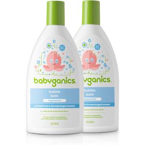 Babyganics Bubble Bath, Non-Allergenic, Gently Cleanses, Fragrance Free, 20 Fl Oz (Pack of 2), Packaging May Vary