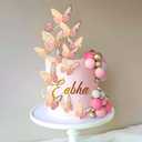 47PCS Pink Butterfly Cake Decorations With Purple Pink Gold Balls Cake Toppers for Baby Shower Wedding Birthday Bridal Shower Party Decor