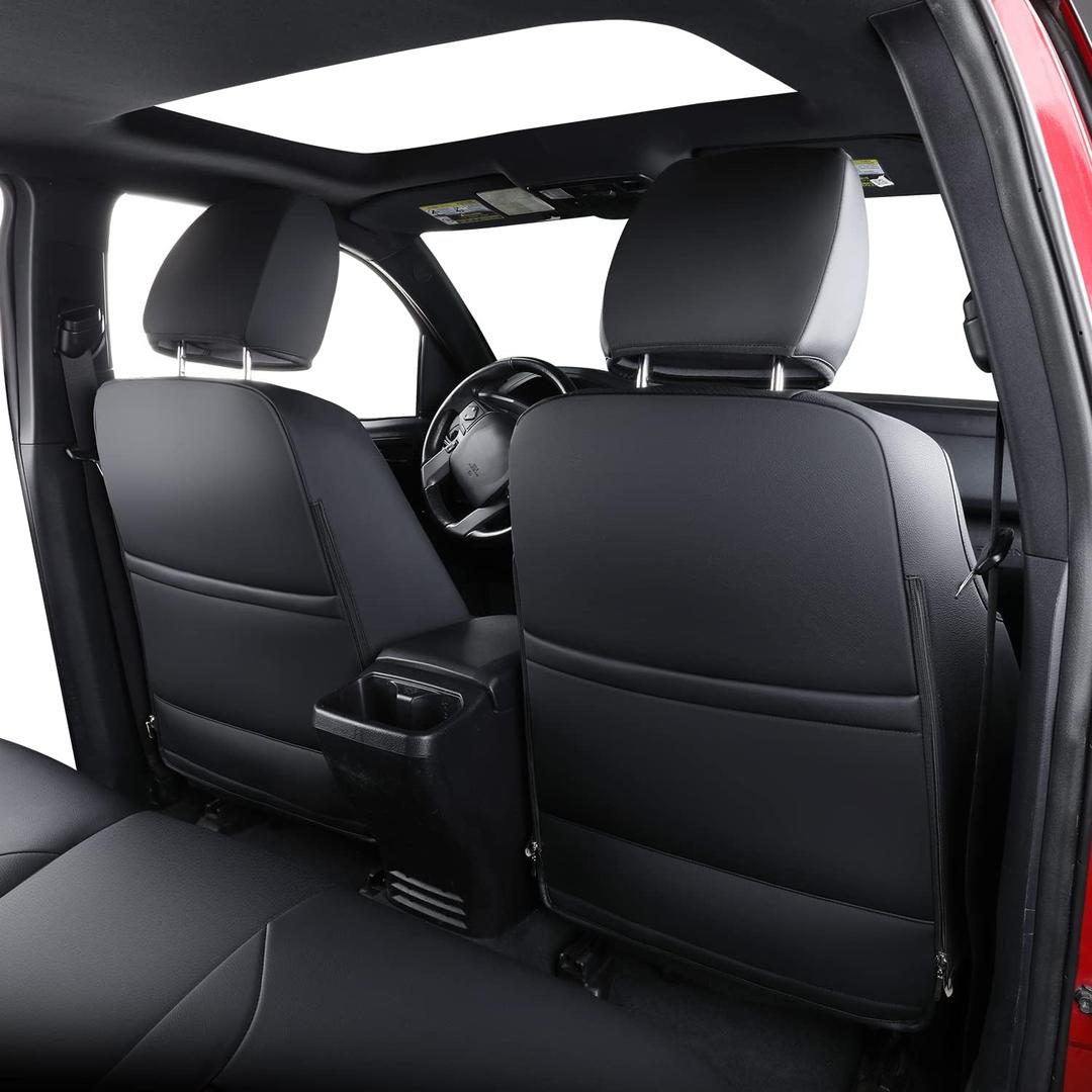 LUCKYMAN CLUB Tacoma Full-Set Seat Covers P04-HY-24, Fit Tacoma 2024 2025 2026 Double/Crew Cab Only, with Faux Leather (Full Set, Black)