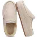KuaiLu Womens Clog Slippers Cozy Suede Warm Plush Lined Arch Support Faux Fur House Ladies Bedroom Slippers Comfy Orthopedic Memory Foam Plantar Fasciitis Home Indoor Outdoor Shoes Beige US8.5