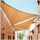 Colourtree 14' x 14' x 14' Beige Sun Shade Sail Triangle Canopy Fabric Cloth Screen CAPT14, Water Permeable & UV Resistant, Heavy Duty, Carport Patio Outdoor - (We Customize Size)
