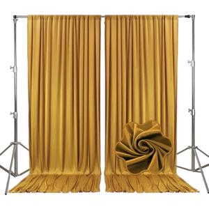 10ft x 10ft Gold Backdrop Curtains for Parties, Fabric Satin Background Curtain with Rod Pockets for Weddings, Birthday, Baby Shower, Photography, Graduation Party Backdrop Drapes, 2 Panels