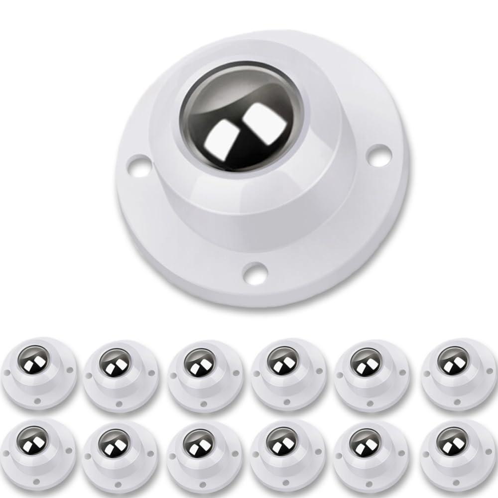 Self Adhesive Caster Wheels for Furniture, Storage Box, Can, PC Stainless Steel Universal Pulley 360 Degree Rotating Adhesive Caster Wheels 1 Inch Low Profile Swivel Wheels White 12 Pack