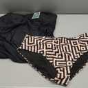 Eomenie Women's Swimsuit Tankini Tummy Control Bathing Suits Two Piece Full Coverage Slim Swim Suits with High Waisted Bottom (XX-Large, Black and Printed)