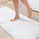 Madison Park Splendor Reversible 100% Cotton Tufted Bathroom Rug-3000 GSM Hotel Quality Luxurious Plush Medium Pile Bath Mat Absorbent, Quick Dry, Shower Room Dcor, 24x60 White