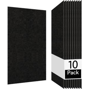 Olanglab Acoustic Wall Panels 10 Pack, 48 x 24 per Acoustic Panels Sound Absorbing, Sound Panels for Home Studio and Office, Solid Black