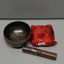 Tibetan Singing Bowl Set Authentic  Handmade in Nepal Sound & Meditation Bowl  Spiritual Decor for Yoga, Wellness Spaces & Relaxation by Himalayan Bazaar (Brown & Red)