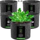 VIVOSUN 5-Pack 5 Gallon Grow Bags, 500G Thick Nonwoven Fabric Pots with Strap Handles, Multi-Purpose Rings, for Low Stress Plant Training Fruits, Vegetables, and Flowers