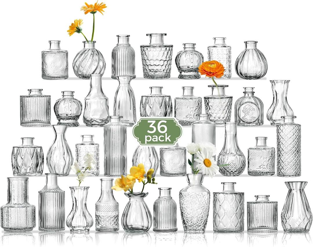 Bud Vase Set of 36PCS, Wedding Centerpieces for Tables Mini Clear Bud Vases for Flowers Small Flower Vases Suitable for Birthday Party Anniversary Wedding Baby Shower