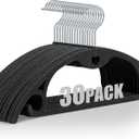 Velvet Hangers 30 Pack: Felt Clothes Hangers Heavy Duty Shirt Sweater Hangers No Shoulder Bump Non Slip Slim Thin Coat Hangers for Closet - Black/18 XL, Large-30 Pack