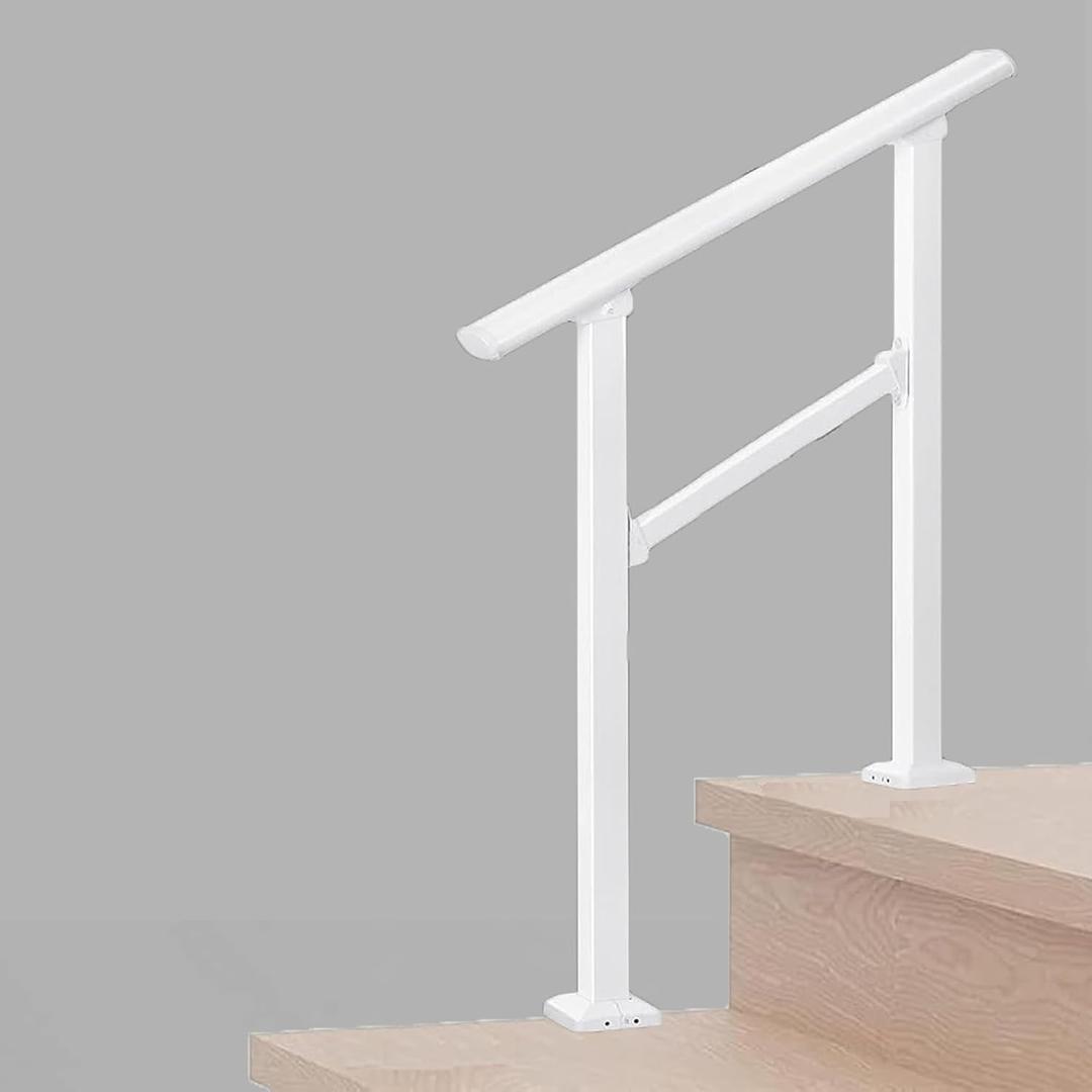 Hand Rails for Outdoor Steps,2 Step Stair Handrail & Indoor Stair Railing KitWhite Railings for Outdoor Steps and Hand Rails for Seniors for Porch2 Step White