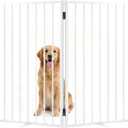Metal Freestanding Dog Gate with Cat Door for Indoor & Outdoor,30" Tall Foldable Dog Fence,40" Extra Wide Freestanding Pet Gate for Large Openings,RV Camping,Stairs,Deck,Yard,Doorways(2 Panels,White)