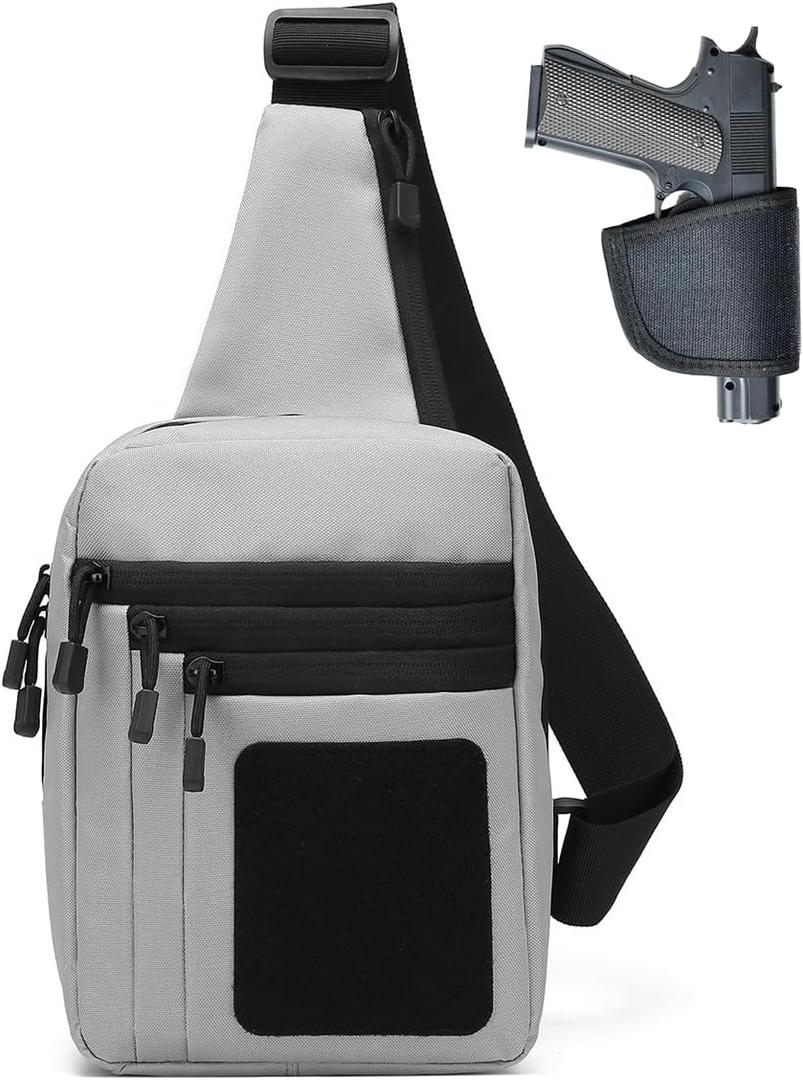 Shoulder holster bag for concealed carry of handguns Chest pack with Sling Ccw Sling Bag Tactical Crossbody Bag (Gray)