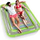 Inflatable Tanning Pool Lounger Float - Jasonwell 4 in 1 Sun Tan Tub Sunbathing Pool Lounge Raft Floatie Toys Water Filled Tanning Bed Mat Pad for Adult Blow Up Kiddie Pool Kids Ball Pit Pool (X-Large, Lime w reflective base)