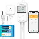 meross Smart Temperature Controller 15A 1800W, Smart Wi-Fi Thermostat Controlled Outlet Plug Works with Apple Home, Alexa, Google Home for Heating Cooling Homebrew Fermentation Reptiles Greenhouse