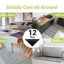 Rabenda 12 Pcs Rug Tape, Non Slip Rug Pads Grippers for Hardwood Floors and Tiles, Reusable Carpet Tape for Area Rugs, Double-Sided Adhesive Rug Stickers Keep Corners Flat (Black)