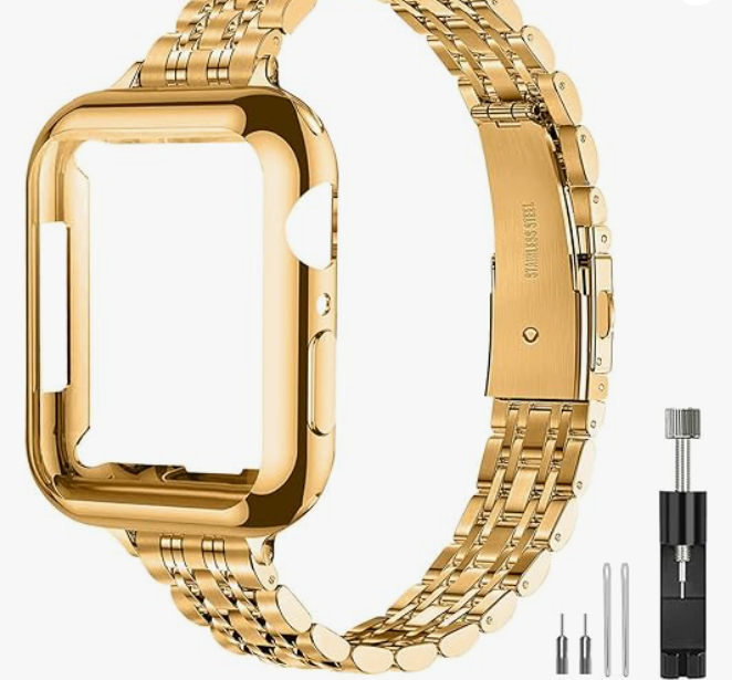 Slim Watch Band Compatible with Apple Watch 41mm 45mm 42mm 44mm 40mm 38mm Metal Stainless Steel Watchband Suitable for iWatch 10/9/8/7/6/5/4/3/2/1/SE Series Women Luxury Strap