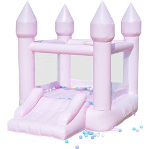 PVC Bounce House, Bounce House for Kids 3-6 with Blower & Slide, Pink Bouncy Castle for Toddlers 1-3 Indoor Outdoor, 8.9ft L x 6ft W x 7.1ft H, Nice Bouncy House for Your Party
