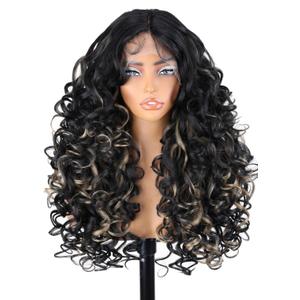 SOKU Long Curly Wig Highlight Blonde Lace Front Wigs for Black Women 22 Inch Pre Plucked Gluegless Layered Wig with Natural Hairline 13x4x1 Transparent Lace Frontal Ready to Wear