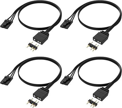 4Pack 4 Pin to 3 Pin RGB Adapter for Corsair RGB HUB, Lighting Node CORE, Commander CORE and iCUE Commander CORE XT, Converter to Standard 5V 3 Pin ARGB Fan Device