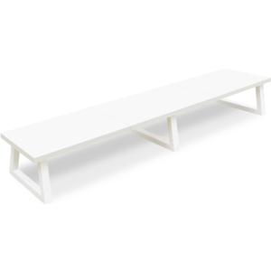 TEAMIX White Dual Monitor Riser for 2 Monitors,-42inch, Wood Desktop Dual Stand with Metal Legs, Long Screen/PC/Laptop Storage,Computer Shelf TV Holder Home Office