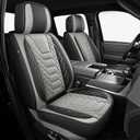 FREESOO Tundra Seat Covers 2026 2025 2024 2023 2022 Full Set, Fit for Toyota Tundra Crewmax Double Cab, Custom Truck Seat Covers with Waterproof Faux Leather BlackgGrey