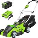 Greenworks 40V 16" Cordless Lawn Mower, Ultra-Light Push Mower with 4.0Ah Battery & Charger(75+ Tool Compatibility, 45Min Runtime)