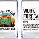 Everything's Fine Work Forecast Funny Acrylic Pencil Pen Holder Cup Set 2, Cute Pencil Holder Desk Organizer, Dumpster Fire Desk Accessories, Sarcastic Office Gifts for Women Men Coworkers