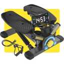 Stepper Machine with Resistance Bands, Mini Stepper with 300LBS Weight Capacity, Twist Stepper for Full Body Workout, Adjustable Step Height, Smooth and Quiet, Step Machine for Men Women