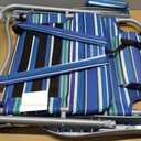 Yestomo Beach Chairs for Adults Heavy Duty, Compact Portable Lay Flat Folding Chair with Backpack Straps and Large Cooler Pouch, Support to 350LBS (Stripes_Blue&Cyan), 12.6" X 20.5" X 26.5"