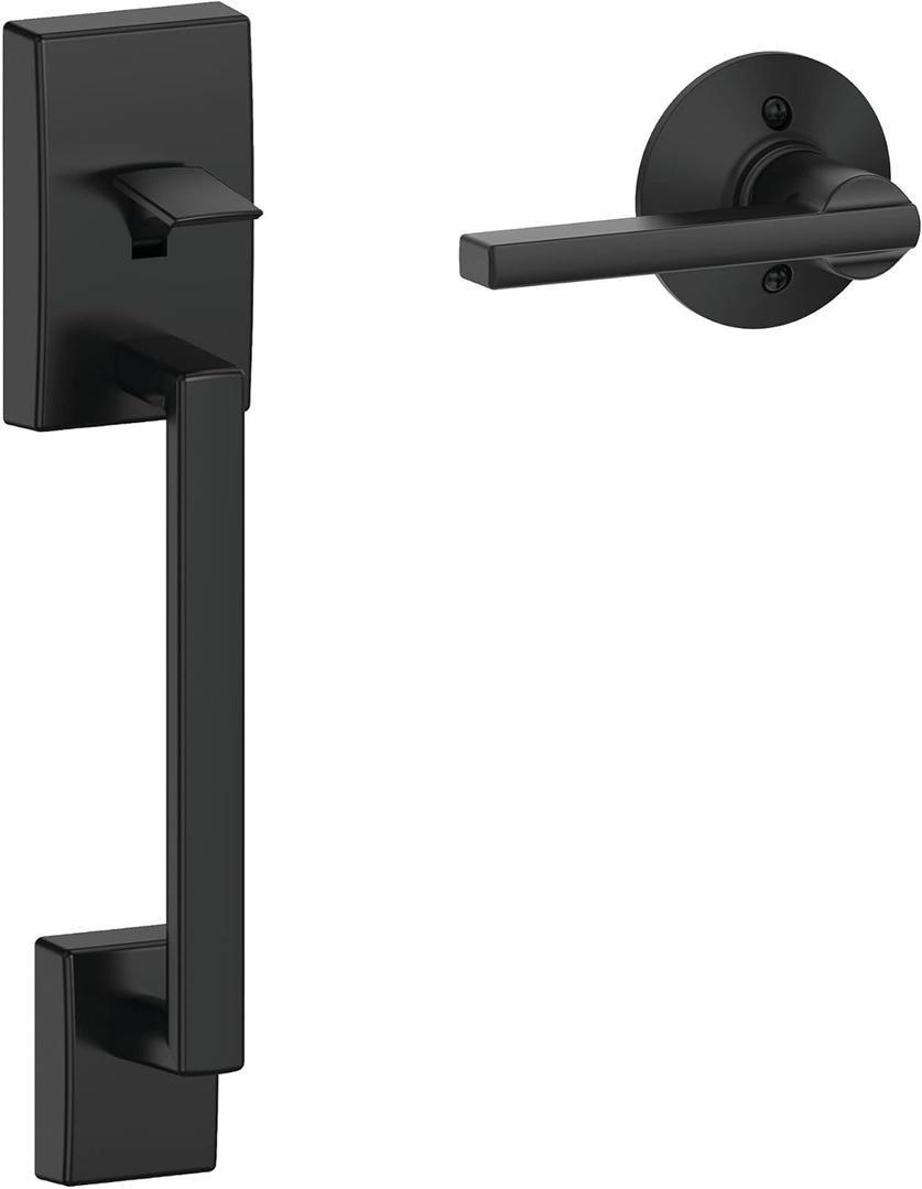 Schlage FE285 CEN 622 LAT Century Front Entry Handleset with Latitude Lever, Lower Half Grip, Matte Black (Standard Interior Trim)