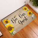 Door Mat Bee Our Guest Sunflower and Daisy Insect Welcome Non-Slip Mats Funny Doormat Decor for Bathroom Kitchen Front Porch Rugs Home Decor Entrance 16x24 Inch