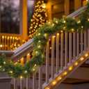 Artificial Pine Garland Christmas Garland with Lights, Green Fresh-Cut Style, 79 Inch Long, Holiday Xmas Mantel Fireplace Table Runner Centerpiece