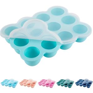 12x1.5oz Baby Food Freezer Tray with Clip Lid Light Green | Food Grade Silicone Storage Containers for Purees & Vegetables