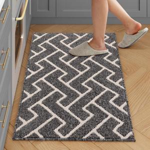 hicorfe Kitchen Rugs and Mats, Kitchen Mats for Floor, 20"x31.5" Non Slip Runner Rug, Absorbent Resist Dirt Comfort Standing Mat Machine Washable for Entryway, Hallway, Front of Sink (Grey)