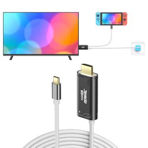 USB C to HDMI Cable Only Compatible with Nintendo Switch NS/OLED/Steam Deck/ROG Ally, Portable TV Connector Dock for Screen Mirroring, 4K@60Hz, 2m/6.6FT, Black