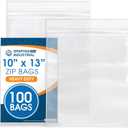 Spartan Industrial - 10 X 13 (100 Count) 4 Mil Thick Clear Reclosable Zip Plastic Poly Bags with Resealable Lock Seal Zipper - Heavy Duty and Durable