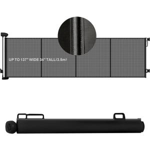 Extra Wide Retractable Baby Safety Gates Extends to 137" Wide 34" Tall, Large Mesh Dog Pets Gate with Reinforced Strip for Stair Doorway Hallways Indoor Outdoor, Easy Install, Hardware Mount