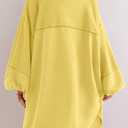 Panadila Womens Oversized Long Sleeve Patchwork Sweatshirt Dress Crewneck Tunic Sweatshirts Fall Loose Pullover Top (Yellow, S)