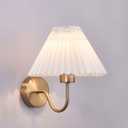 Gold Wall Sconces Pleated Fabric Wall Lamp Elegant Bedside Wall Lights Bathroom Dresser Vanity Light Hardwired Wall Lighting for Bedroom Living Room Hallway Kitchen (1PCS)