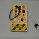 TenFans Montessori Busy Board with 8 LED Light Modes - Sensory Toys for 3-5 Year Olds & Airplane Travel, Wooden Activity Board Develops Fine Motor Skills