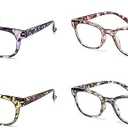 Ladies Reading Glasses Blue Light Blocking Spring Hinge Fashion Pattern Print Eyeglasses for Women, +2.25