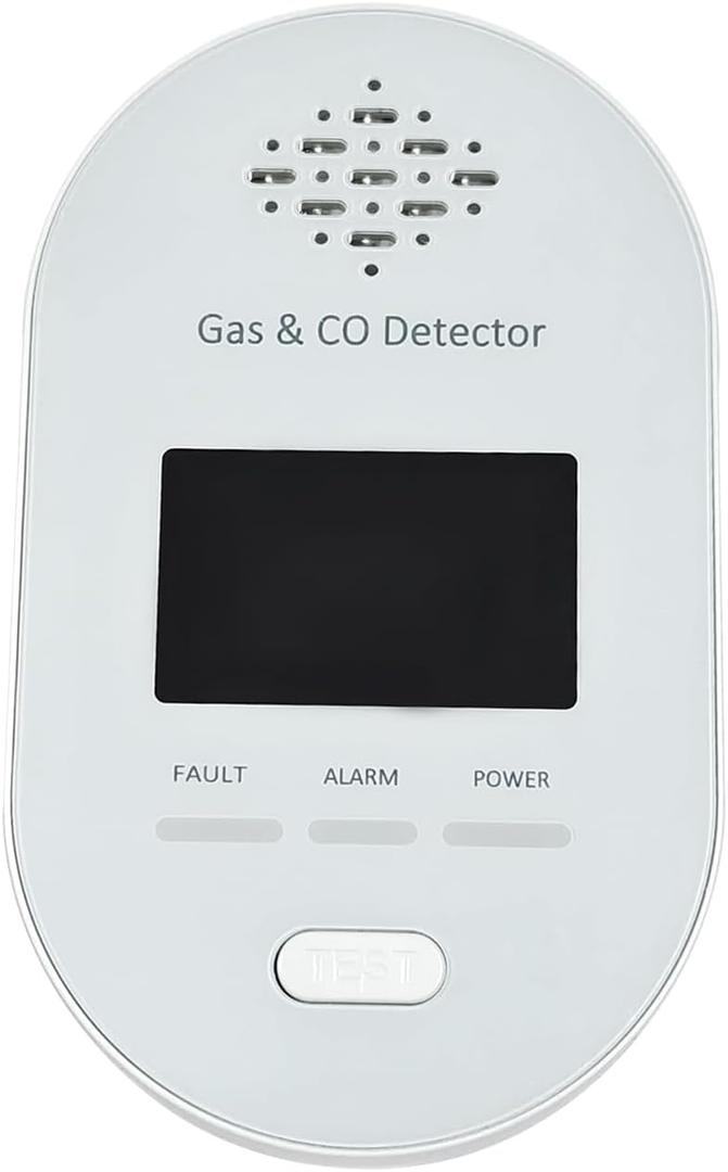 4-in-1 Natural Gas Detector, Carbon Monoxide Detectors with LCD Display Natural Gas/CO/Temperature/Humidity Monitor for Travel with Temperature Humidity Display, 4 in 1 Detector for Homes